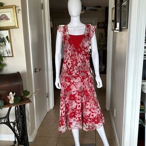 Jonathan Martin Studio Floral Summer Dress Site 14 Red/White